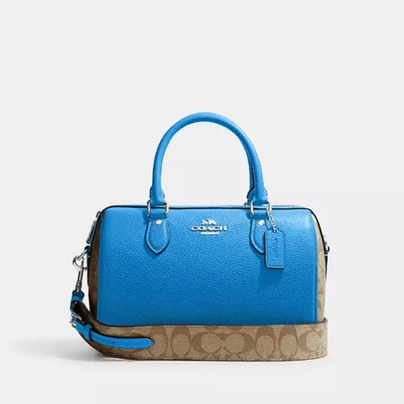 Coach-Rowan Satchel (Monogram/Racer Blue) Crossbody & Coach Dust Bag - Picture 1 of 7